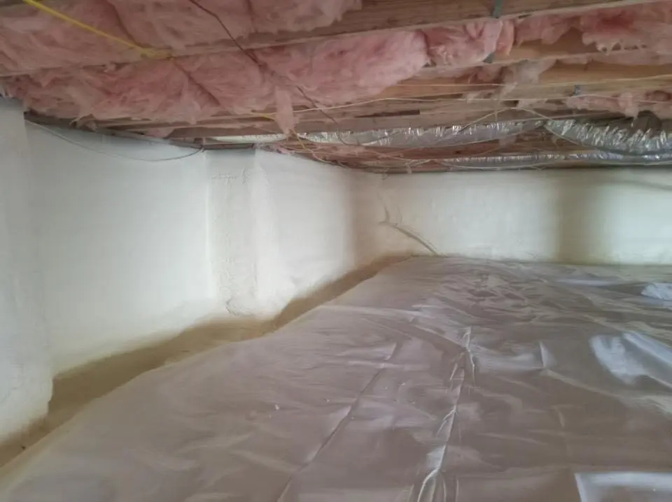 Crawl space encapsulation with closed-cell spray foam for Roof Waterproofing in Oswego